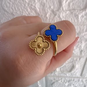 Anillo Doble Trébol Azul AD