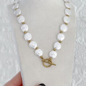 Collar Perlas Circulos Con Cierre Barra