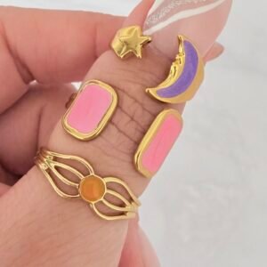 Set Anillos x 3 Acero Dorado Modelo 1