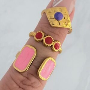 Set Anillos x 3 Acero Dorado Modelo7