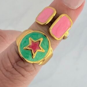 Set Anillos x 2 Acero Dorado Modelo 25
