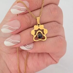 Collar TE AMO 100 Idiomas Huella Acero Dorado