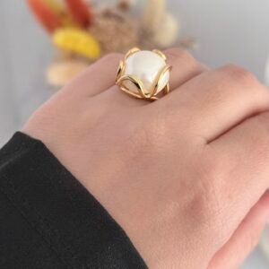 Anillo Acero Dorado Art 546-1