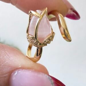 Anillo Tulipan Rosa Bronce Dorado Art25