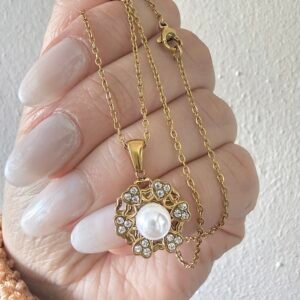 Cadena Con Dije Giratorio Acero Dorado