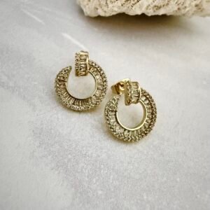 Aros Bronce Dorado Con Cubic Art2268