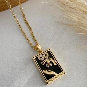Collar Acero Dorado Carta Tarot Mod1