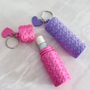 Llavero Porta Balsamo Labial Modelo Corazones