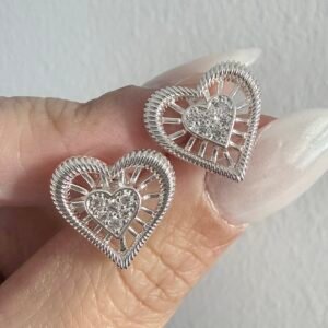 Aros Corazon Bronce Blanco Art3895b