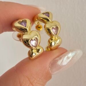 Aros Corazones Bronce Dorado Art1512d