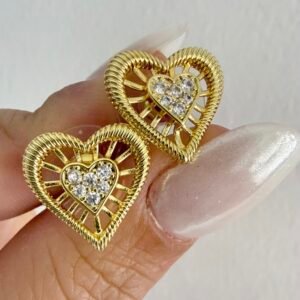 Aros Corazon Bronce Dorado Art3895d