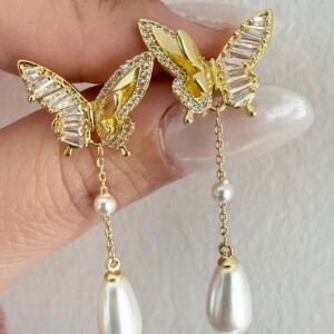 Aros Mariposa Bronce Dorado Art4173d
