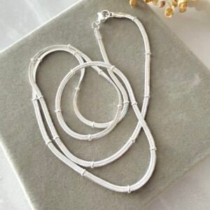 Cadena Plana con Bolitas Acero Blanco 60 cm