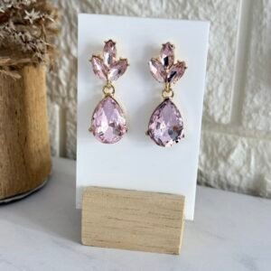 Aros Colgante Acero Dorado Rosa