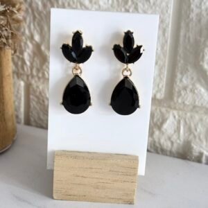 Aros Colgante Acero Dorado Negro