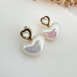 Aros Corazon Tornasolado Acero Dorado