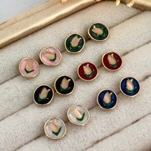Aros Tulipan Acero Dorado Art6957