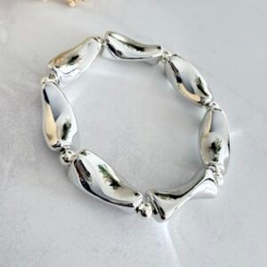 Pulsera Elastizada Acero Blanco Art560-1