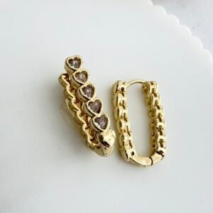 Aros Acero Dorado Corazones Art2626