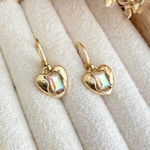 Aros Corazon Acero Dorado Art2797 Tornasolado
