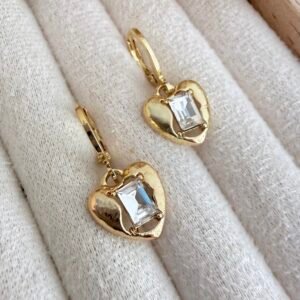 Aros Corazon Acero Dorado Art2797 Gris