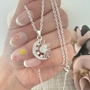 Collar Acero Blanco Luna Sol