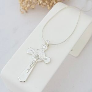 Collar Cruz San Benito Acero Blanco Art3676