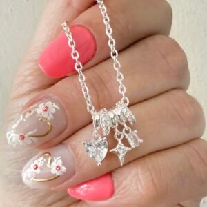 Collar Acero Blanco Cubics Destello