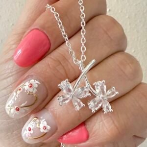 Collar Acero Blanco Doble Mariposa