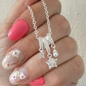 Collar Acero Blanco Cubics Flor