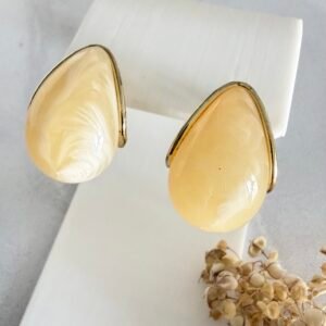 Aros Gota Acero Dorado Art794 Crema