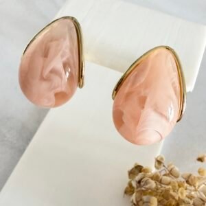 Aros Gota Acero Dorado Art794 Rosa
