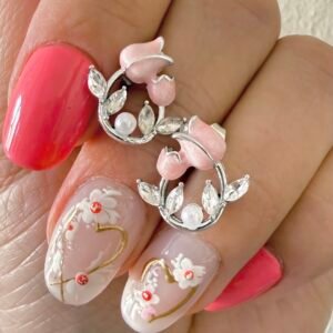 Aros Tulipán Rosa Acero Quirúrgico Art4745