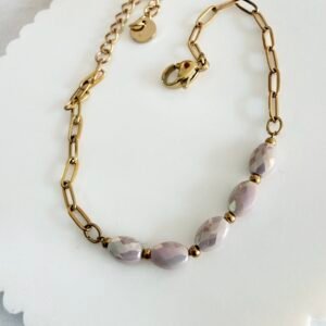 Pulsera Acero Dorado Art628d Lila