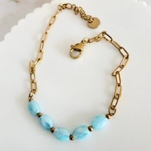 Pulsera Acero Dorado Art628d Celeste