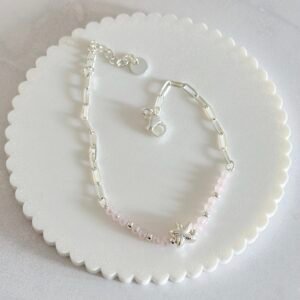 Pulsera Estrella Mar Acero Blanco Art629b Rosa