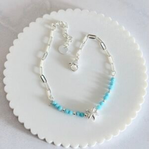 Pulsera Estrella Mar Acero Blanco Art629b Celeste