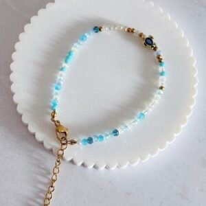 Pulsera Hilo Terminación Acero Dorado Tortuga Pequeña