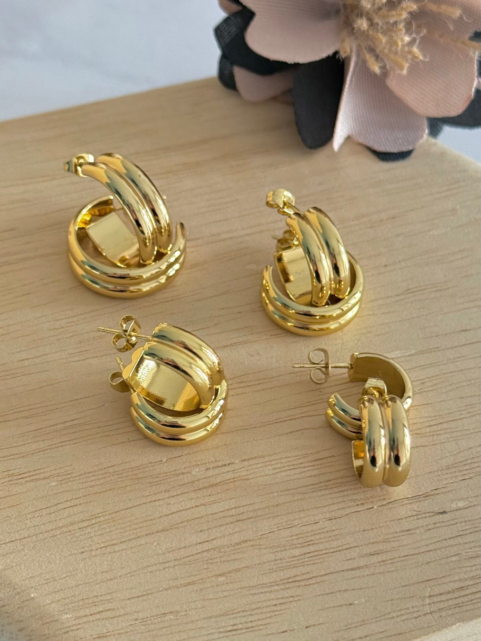 Aros Acero Dorado Art96d