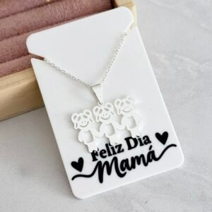 Collar Hijos Acero Blanco + Tarjeta Mod1