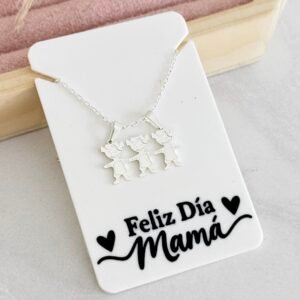 Collar Hijos Acero Blanco + Tarjeta Mod3