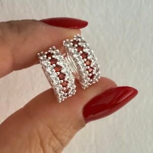 Aros Acero Blanco Art489 Rojo