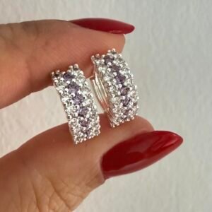 Aros Acero Blanco Art489 Lila