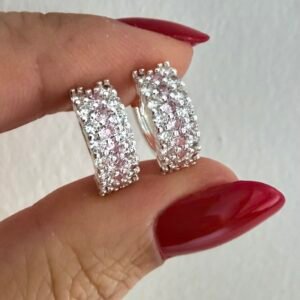 Aros Acero Blanco Art489 Rosa
