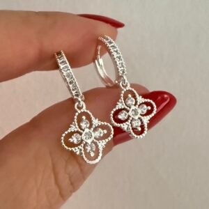Aros Acero Blanco Art482 Modelo Flor