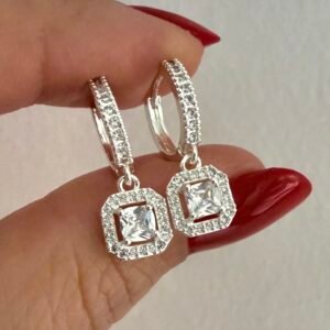 Aros Acero Blanco Art482 Modelo Cuadrado