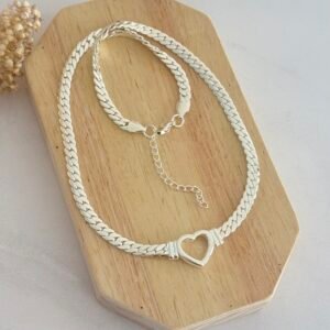 Cadena Corazon Acero Blanco