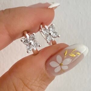 Aros Flor Acero Blanco Art843b