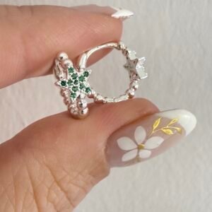 Aros Acero Blanco Art958 Estrella Verde