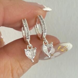 Aros Acero Blanco Art537 Corazon Gris